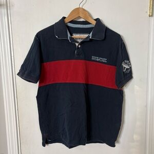 Eddie Bauer Men’s Rugby Polo Shirt American Flag Y2K